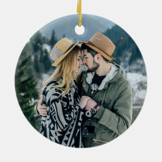 Unsere ersten Weihnachten Mr. and Mrs Simple Trees Keramik Ornament (Hinten)