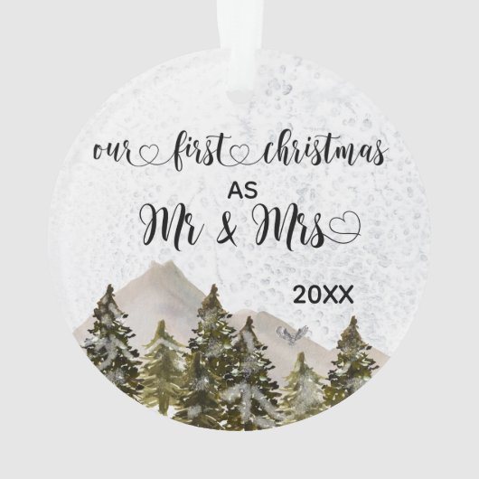 Unsere ersten Weihnachten Mr. & Mrs. Hand Lettered Ornament (Rückseite)