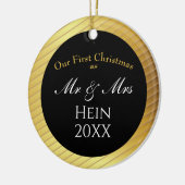 Unsere ersten Weihnachten Mr. und Mrs. Classy Gold Keramik Ornament (Links)
