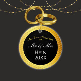 Unsere ersten Weihnachten Mr. und Mrs. Classy Gold Keramik Ornament