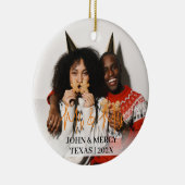 Unsere ersten Weihnachten Mr. und Mrs. frisch verm Keramik Ornament (Rechts)