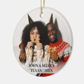 Unsere ersten Weihnachten Mr. und Mrs. frisch verm Keramik Ornament (Links)