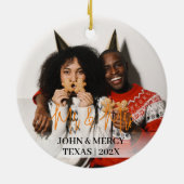 Unsere ersten Weihnachten Mr. und Mrs. frisch verm Keramik Ornament (Hinten)