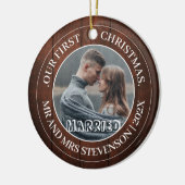 Unsere ersten Weihnachten Mr. und Mrs. frisch verm Keramik Ornament (Links)