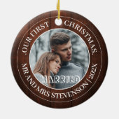 Unsere ersten Weihnachten Mr. und Mrs. frisch verm Keramik Ornament (Hinten)