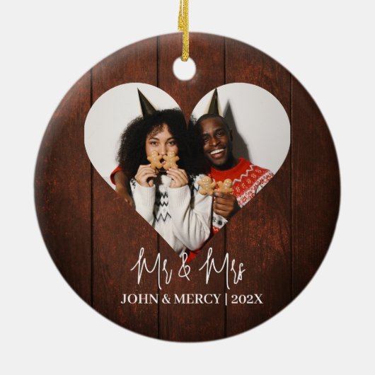 Unsere ersten Weihnachten Mr. und Mrs. frisch verm Keramik Ornament (Hinten)