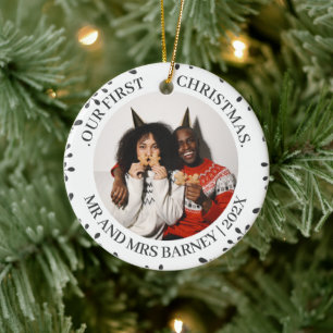 Unsere ersten Weihnachten Mr. und Mrs. frisch verm Keramik Ornament