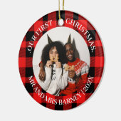 Unsere ersten Weihnachten Mr. und Mrs. frisch verm Keramik Ornament (Links)