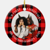 Unsere ersten Weihnachten Mr. und Mrs. frisch verm Keramik Ornament (Hinten)