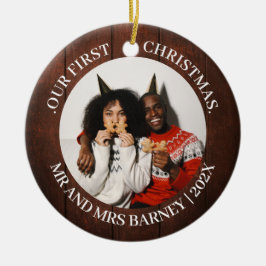 Unsere ersten Weihnachten Mr. und Mrs. frisch verm Keramik Ornament