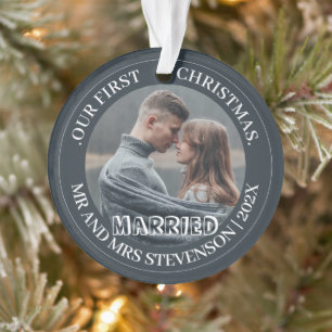Unsere ersten Weihnachten Mr. und Mrs. frisch verm Ornament