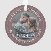 Unsere ersten Weihnachten Mr. und Mrs. frisch verm Ornament (Rückseite)