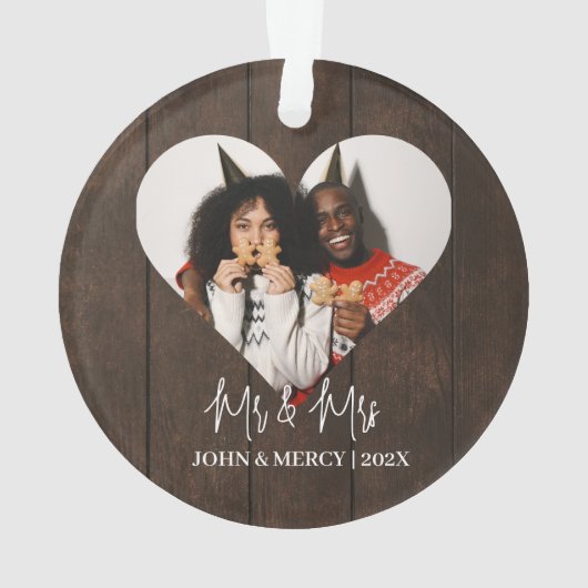 Unsere ersten Weihnachten Mr. und Mrs. frisch verm Ornament (Rückseite)