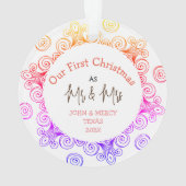 Unsere ersten Weihnachten Mr. und Mrs. frisch verm Ornament (Rückseite)