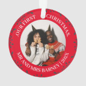 Unsere ersten Weihnachten Mr. und Mrs. frisch verm Ornament (Rückseite)