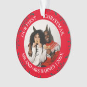 Unsere ersten Weihnachten Mr. und Mrs. frisch verm Ornament (Vorderseite)