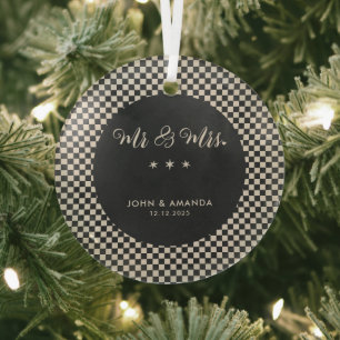 Unsere ersten Weihnachten neu verheiratet Retro Mr Ornament Aus Glas