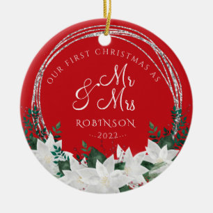 Unsere ersten Weihnachten, neu vermählt Keramik Ornament