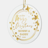 Unsere ersten Weihnachten | New Baby Foto Gold Sta Keramik Ornament (Links)