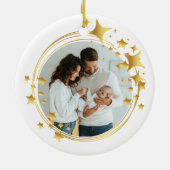 Unsere ersten Weihnachten | New Baby Foto Gold Sta Keramik Ornament (Hinten)