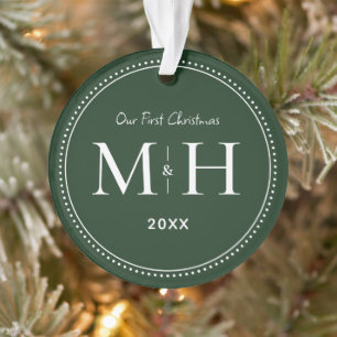 Unsere ersten Weihnachten Newlywings Monogram Gree Ornament