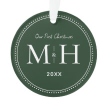 Unsere ersten Weihnachten Newlywings Monogram Gree