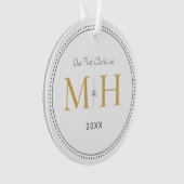 Unsere ersten Weihnachten Newlywings Monogram Whit Ornament (Vorderseite)