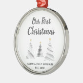 Unsere ersten Weihnachten Schwarz-Weiß-eleganten B Ornament Aus Metall (Links)