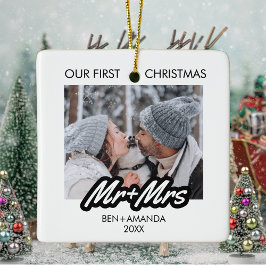 Unsere ersten Weihnachten Verheiratet als Mr. und  Keramikornament