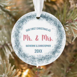 Unsere ersten Weihnachten Verheiratet   Blauer Gli Ornament
