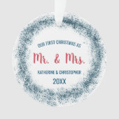 Unsere ersten Weihnachten Verheiratet | Blauer Gli Ornament (Vorderseite)
