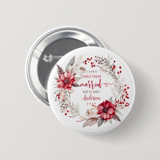Unsere ersten Weihnachten Verheiratet Button (Vorne & Hinten)
