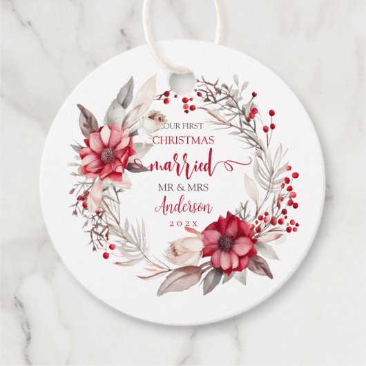 Unsere ersten Weihnachten Verheiratet Geschenkanhänger (Vorderseite)