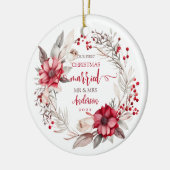 Unsere ersten Weihnachten Verheiratet Keramik Ornament (Links)