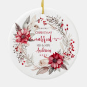 Unsere ersten Weihnachten Verheiratet Keramik Ornament (Hinten)