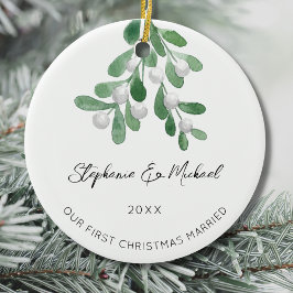 Unsere ersten Weihnachten Verheiratet Keramik Ornament