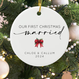 Unsere ersten Weihnachten Verheiratet Keramik Ornament