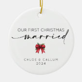 Unsere ersten Weihnachten Verheiratet Keramik Ornament (Vorne)