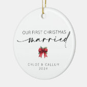 Unsere ersten Weihnachten Verheiratet Keramik Ornament (Links)