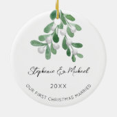 Unsere ersten Weihnachten Verheiratet Keramik Ornament (Hinten)