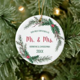 Unsere ersten Weihnachten Verheiratet | Mistletoe Keramik Ornament
