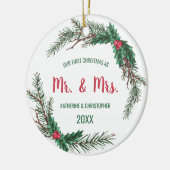 Unsere ersten Weihnachten Verheiratet | Mistletoe Keramik Ornament (Links)