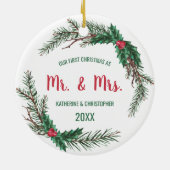 Unsere ersten Weihnachten Verheiratet | Mistletoe Keramik Ornament (Hinten)