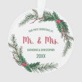 Unsere ersten Weihnachten Verheiratet | Mistletoe Ornament (Vorderseite)