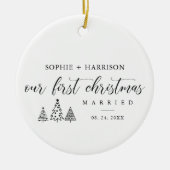 Unsere ersten Weihnachten Verheiratet mit Name und Keramik Ornament (Vorne)