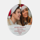 Unsere ersten Weihnachten Verheiratet Mr. & Mrs. K Keramik Ornament (Rechts)