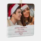 Unsere ersten Weihnachten Verheiratet Mr. & Mrs. K Keramikornament (Rechts)