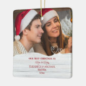 Unsere ersten Weihnachten Verheiratet Mr. & Mrs. K Keramikornament (Links)