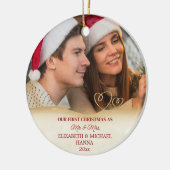 Unsere ersten Weihnachten Verheiratet Mr. & Mrs. Keramik Ornament (Links)