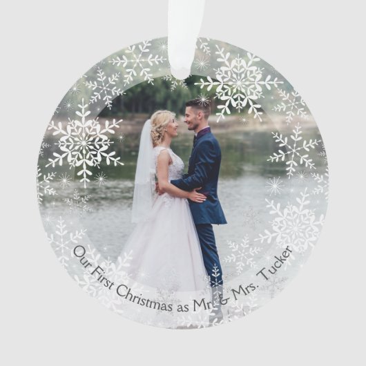 Unsere ersten Weihnachten Verheiratet Mr. & Mrs. S Ornament (Vorderseite)
